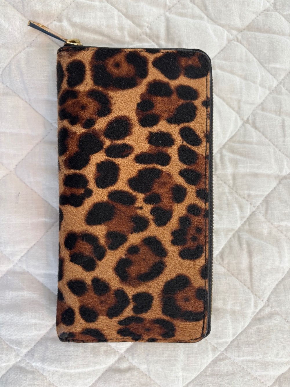 J.Crew Leopard Print Wallet Brown Black Zip Around Animal Print Women's